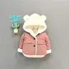 Vestes Garçons vers le bas rembourré vêtements d'extérieur hiver enfants coton veste bébé chaud Plus velours manteau enfants polaire solide à capuche mode Parkas 231120