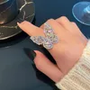 Wedding Rings RING FOR WOMAN Fashion Gold Silver Butterfly Opening Index Finger Rhinestones Stainless Steal Jewelry 2023 Boho Luxury