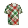 Men's Casual Shirts Shirt Christmas Plaid Check Pattern Short Sleeve Tops Lapel Summer