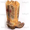 Stivali Moda di alta qualità Nuove scarpe da donna di marca Emborider Stivali occidentali vintage Slip-On Tacco grosso Punta a punta Donna T231121