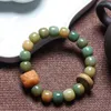 Charm Bracelets Gradual Carbon Roasted Bodhi Root Barrel Beads Duobao Small Green Weathered Improved Throwing Finger Handstring