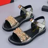 Sandals Girls Summer Pearls Sandals Coréia Versão Infantil Student Beading Princess Beach Shoes 5 6 7 8 9 10 11 12 anos 230421