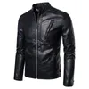 Chaquetas para hombres Primavera Otoño Chaqueta de cuero de motocicleta para hombre Chaquetas con cuello de soporte sólido Moda Casual Tendencia Abrigo a prueba de viento blanco Ropa de calle 231120