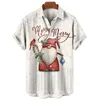 Chemises décontractées pour hommes Bonhomme de neige Arbre de Noël Claus Santa présente Ice Bear Chemise hawaïenne pour hommes Impression 3D Haut à manches courtes Vêtements de fête de plage