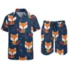 Tracksuits voor heren schattige kunst mannen sets dierenbloemprint trendy casual shirt set korte mouw grafische shorts zomer strandpak groot formaat groot formaat