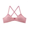 Strój jogi komfort bawełniane bawełniane biustonosze dla kobiet cienki sport w stylu BRALETTE BRALETTE Seksowne głębokie v Triangle Cup Cross Beauty Back Bra