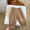 Ensembles de vêtements costume pour enfants à la mode et confortable imprimé à pois haut à manches longues couleur unie ourlet pantalon 2 pièces