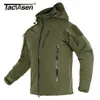 メンズジャケットTacvasen Windproof Winter Fleece Lining Hooded Jacket Mens Waterproof SoftShell Jacket Coat Hiking Work Tactical Jackets Outwear 231120