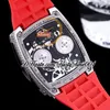 Bugatti Chiron Tourbillon Autoamtic Mens Watch 16 Cylinder Engine Skeleton Dial Iced Out Diamonds Inlay Case Red Markers Rubber Band TrustyTime001Watches