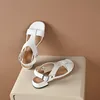 Sandalen vrouwen echt leer lage hiel Romeinse Romeinse retro flat met casual sport dames kantoorschoenen zomer 230421