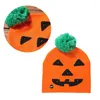 Bérets Halloween lumineux bonnet tricoté chapeau brillant brillant pour adultes enfants décor de fête (motif de citrouille)