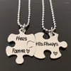 Keychains Valentine's Day Stainless Steel Couple Necklace Hers Forever His Always Puzzle Pendant Keychain