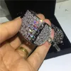 Bangle Choucong luksusowe puste mankiet z białym złotem wypełnionym cyrkonem Stone srebrny kolor bransoletki bransoletki dla kobiet Bridal Bijoux