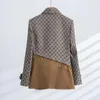 Kvinnors kostymer Tesco British Style Blazer Suit Double Breasted Casual Jacket Patchwork Beading Fashion Female Coat Office Outterkläder