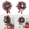 Decorative Flowers Christmas Wreath Gnome Silk Ribbon Bowknot Hanging Pendant For Xmas Festival Front Door Party Decoration Gift
