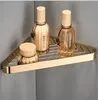 Bathroom Shelves Copper Bathroom Corner Shelf Solid Brass Shower Rack Gel Shampoo Cleanser Storage Holder Wall Mounted Nail Punched Rose Gold 230421