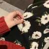 Saias vintage preta floral jacquard algodão saia longa mulher inverno lã quente lã midi coreana moda harajuku streetwear selvagem