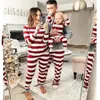 Familjsmatchande kläder Julpyjamas Set Sleepwear Nightwear Long Sleewel Red Striped Year Cloths Set Mamma Dad Kid 2 Pieces 231120