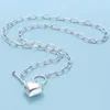 Chains BOCAI Solid S925 PURE Silver Women's Necklace Stylish Thai 5MM Small Fresh Love Pendant Personality OT Buckle