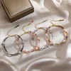 Braccialetti con ciondoli Stile bohemien Perline di riso colorate Bracciale con perle naturali per le donne Moda semplici braccialetti in acciaio inossidabile Gioielli per feste