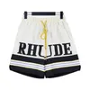 Designer Clothing short casual Rhude High Street Trend Brand Men's Light Luxury Sports Casual Letter Embroidery Loose Beach Nylon Split Short Fog Running fitness