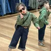 Clothing Sets Vintage Baby Clothes 2pcs Little Girl Green Leopard Printed Long Sleeve Blouse And Pants Two Piece Child Boys Shirts Jeans