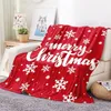 Blanket Flannel Blanket Christmas Home Decor Super Soft Throw for Sofa Chair Xmas Tree Snowflake Santa Claus Printed Comfort Bedspread 231120