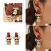 Charm Christmas Earrings Creative Funny Alloy Diamond Cartoon Alpaca Holiday Hat Crossborder Ear Jewelry Drop Delivery Dhgarden Dhpx1