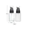 30 ml 1 oz transparent frostat glas essense pumpflaska för hudvård serum flytande fundament lotion