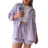 Vêtements de nuit pour femmes 2 pièces ensemble pyjama en coton femmes shorts d'été à manches longues vêtements de détente costume de maison vêtements Pijamas de Verano para Mujeres