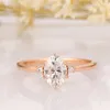 Cluster Rings RandH G14K Yellow Solid Gold 1.0 7 5mm Oval Cut 3 Stones Moissanite Fine Jewelry Delicate Women's RingCluster