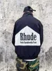 Designerkläder Fritidsrockar Trendiga Rhude Färg Kontrast Patchwork Jacka Herr Pill Dragkedja High Street Trench Coat Lös Sport Streetwear sport vindjacka