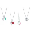 Designer Double Herat Love Necklace Fore woman Stainless Steel Chain Luxury Brand jewelry Couple Gift With Box