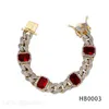 Bracciale rosso da uomo con catena cubana Miami lucida, set in argento 925 con diamante pieno