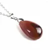 Pendant Necklaces 2023 Fashion Water Drop Bead Genuine Warring States Red Natural Stone 24 14 9mm