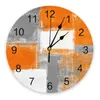 Horloges murales Orange Gris Abstrait Texture Horloge Chambre Silencieux Numérique Salon Décor Design Moderne