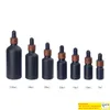 Black frosted glass dropper bottles essential oil perfumes bottle with wood grain plastic cap 5ml to 100ml