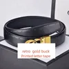 Cinturão de grife luxuoso feminino ceio de moda bronze clássico big slowle fivela real cinta de couro de 3,8 cm de cor preta correspondente caixa de presente