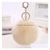 Clé de voiture belle 8cm boule de fourrure de lapin chaîne en peluche ronde jouet pelucheux porte-clés anneau poilu sac pendentif C041 Drop Livraison Mobiles Motorcycl Dhgnr