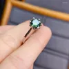 Cluster Rings Silver 925 Original Diamond Test Past Brilliant Cut 1 Green Moissanite Snowflake Ring For Teen Girls Gemstone JewelryCluster