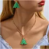 Boucles d'oreilles Collier Européen Et Américain Transfrontalier Arbre De Noël Ensemble Dessin Animé Mignon Bijoux Pour Femmes En Gros Livraison Directe Dhgarden Dhrse