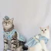 Trajes de gato saia de cachorro bonito vestido de animal de estimação com arco headdress floral falso pérola decoração para cães gatos princesa filhote de cachorro roupas suprimentos