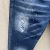 23SS C018 Slim Fit Jeans mit kleinem Fuß. COOLGUY MAN JEANS-Stoff, mikroelastisch, mit hochwertiger Waschung, Reißverschluss, Stickerei, Dekoration, kleines Etikett