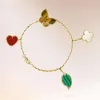 Desginer Clover Fanjia Four Leaf Grass Grass Flower Bracelet Thick Plated V Gold 18 K Gold Fashion Light Luxury Small Sens