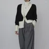 Maglieria da donna 2023 Autunno Donna Colore a contrasto Cashmere a maniche lunghe con scollo a V Top maglione a un bottone