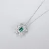 Emerald Pendant Necklace S925 Silver Micro Set Zircon Geometric Flower Necklace European Women Fashion Collar Chain Wedding Party Versatile Jewelry Gift SPC