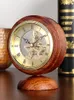 Table Clocks Vintage Clock Mahogany Circular Decoration Small Seat Chinese Creative Home Study