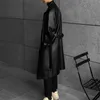 Men s Fur Faux Spring Autumn Long Black Oversized Leather Trench Coats Men Belt 231121