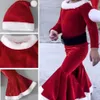 Kläder sätter barnflickor julkläder för barn Santa Claus Costume Långärmad toppbyxor hattar 3st årets festkläder 231120