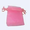 100pcs / 1 LOT Pink Transparent Organza Torba prezentowa Bożego Narodzenia / Ślubna Torba prezentowa 7x9cm (003579)